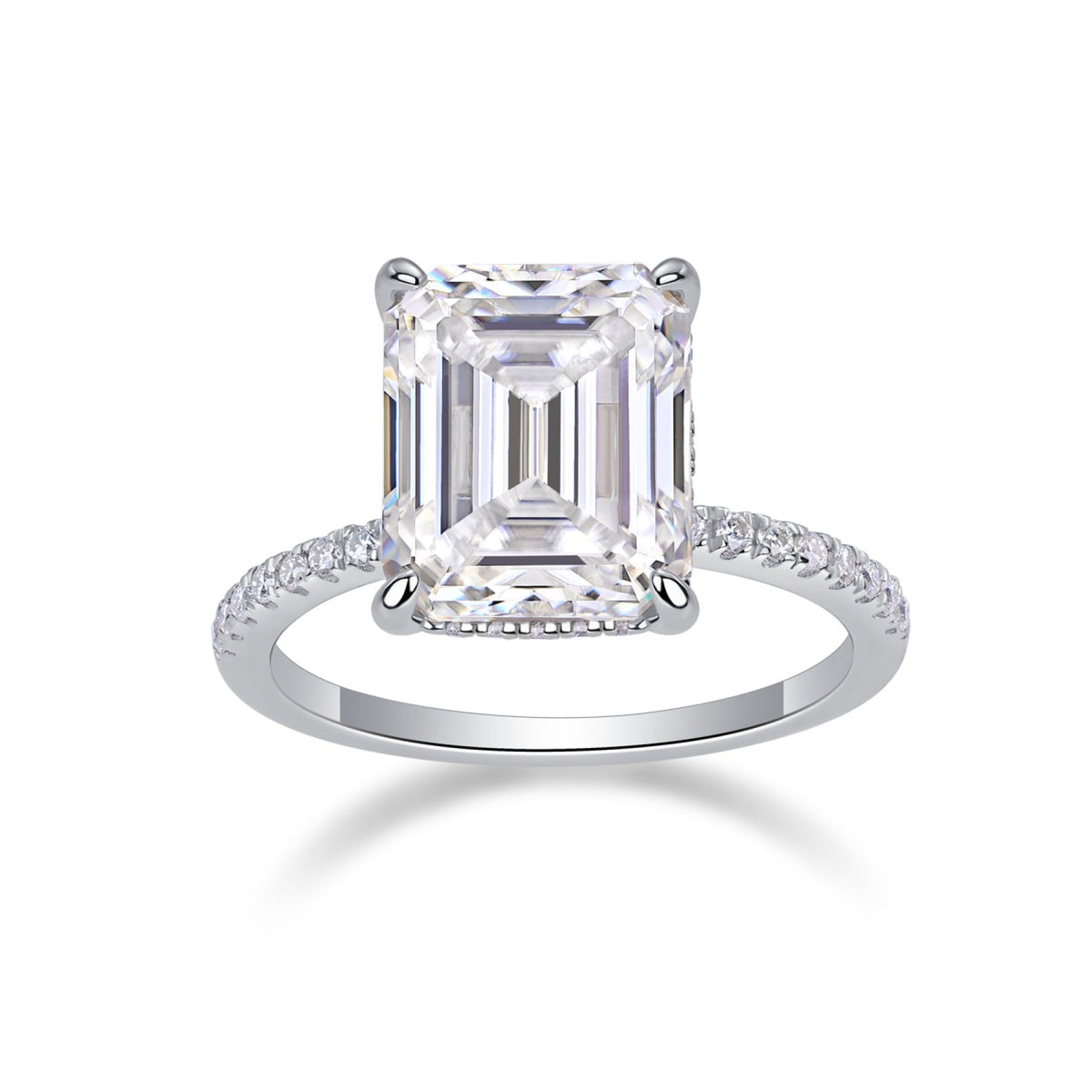 Metropole Emerald-Cut Moissanite Solitaire Ring in Sterling Silver