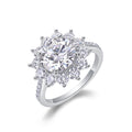 Girasole 3 Carat Moissanite Halo Ring in Sterling Silver