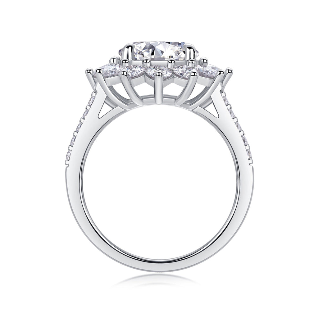 Girasole 3 Carat Moissanite Halo Ring in Sterling Silver