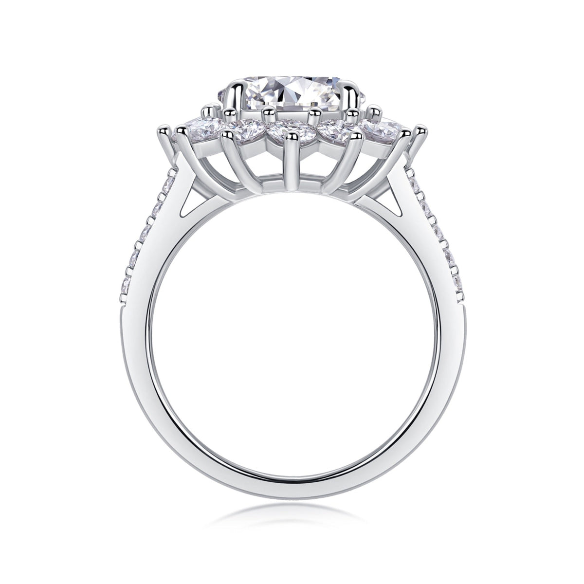 Girasole 3 Carat Moissanite Halo Ring in Sterling Silver