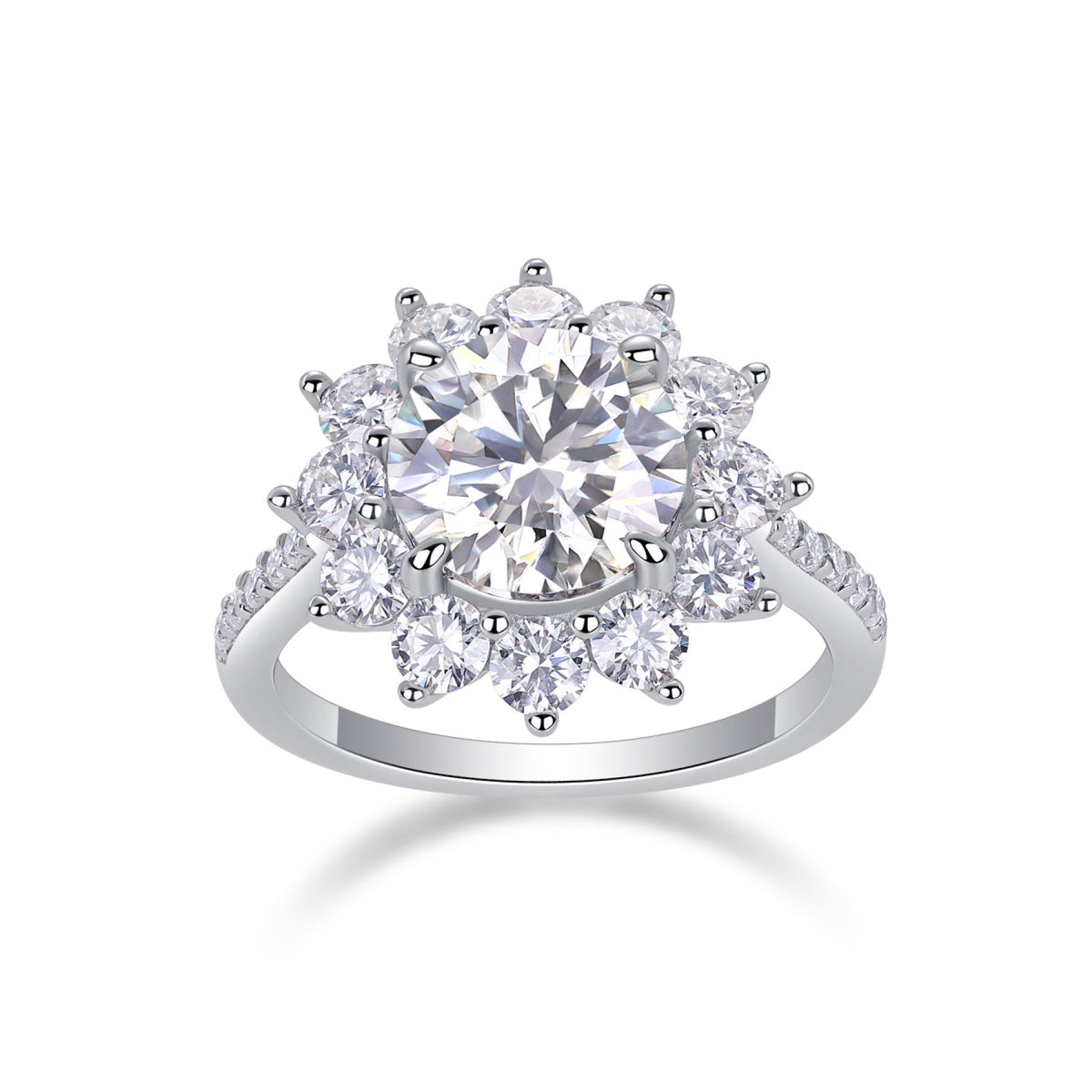 Girasole 3 Carat Moissanite Halo Ring in Sterling Silver