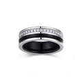 Noir Moissanite Enamel Band Ring in Sterling Silver
