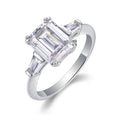 Reflekt Emerald-Cut Moissanite Three-Stone Ring in Sterling Silver