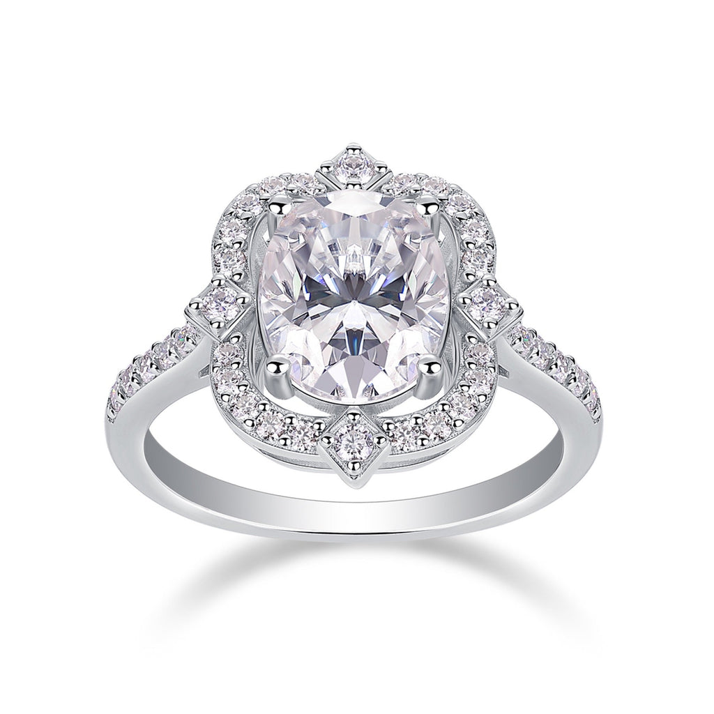 Camelia Oval-Cut Moissanite Halo Ring in Sterling Silver