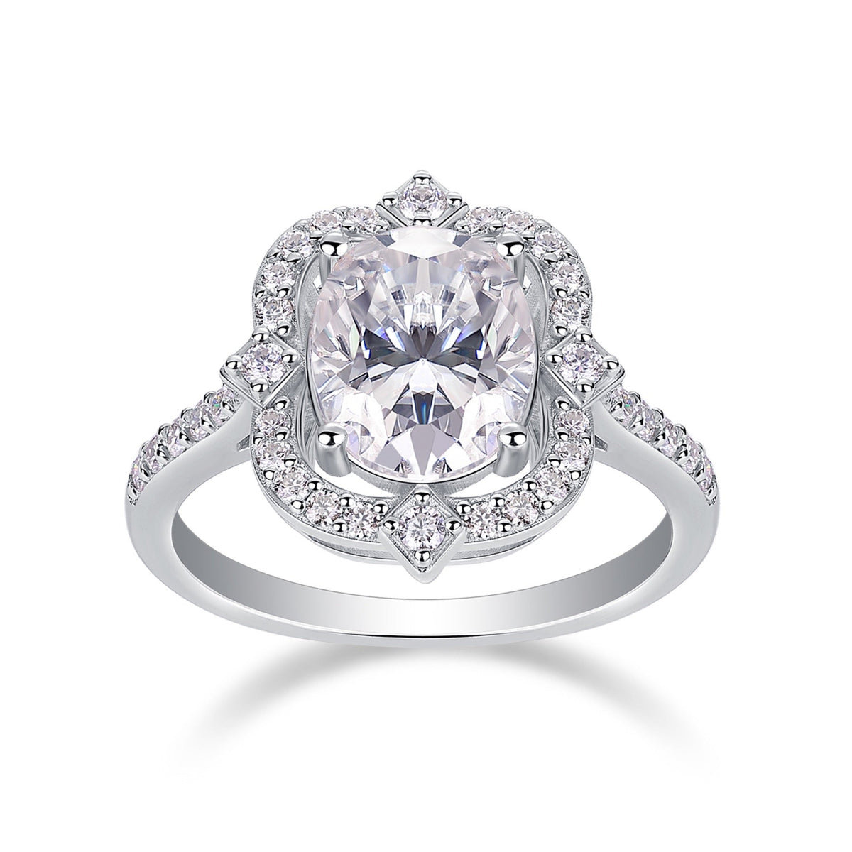 Camelia Oval-Cut Moissanite Halo Ring in Sterling Silver