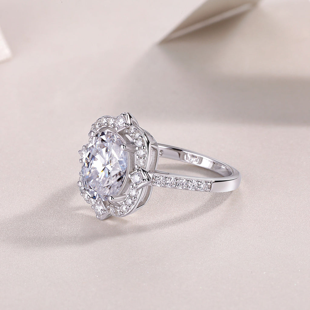Camelia Oval-Cut Moissanite Halo Ring in Sterling Silver