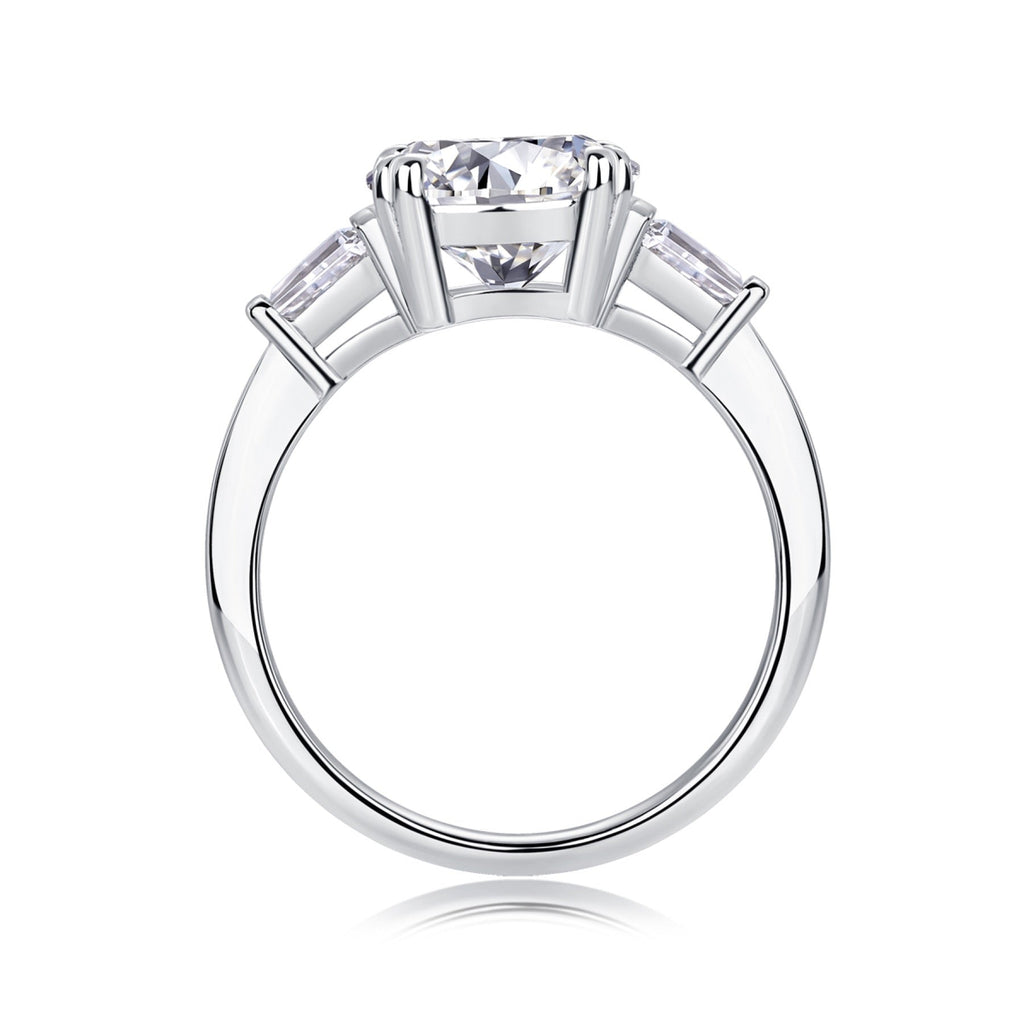 Everstep 3 Carat Moissanite Three-Stone Ring in Sterling Silver