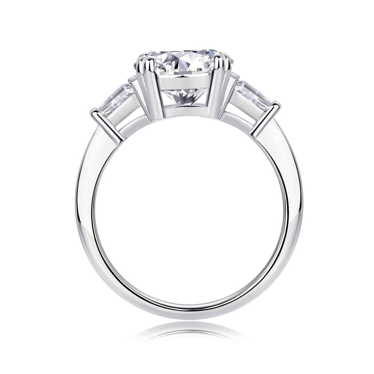 Everstep 3 Carat Moissanite Three-Stone Ring in Sterling Silver