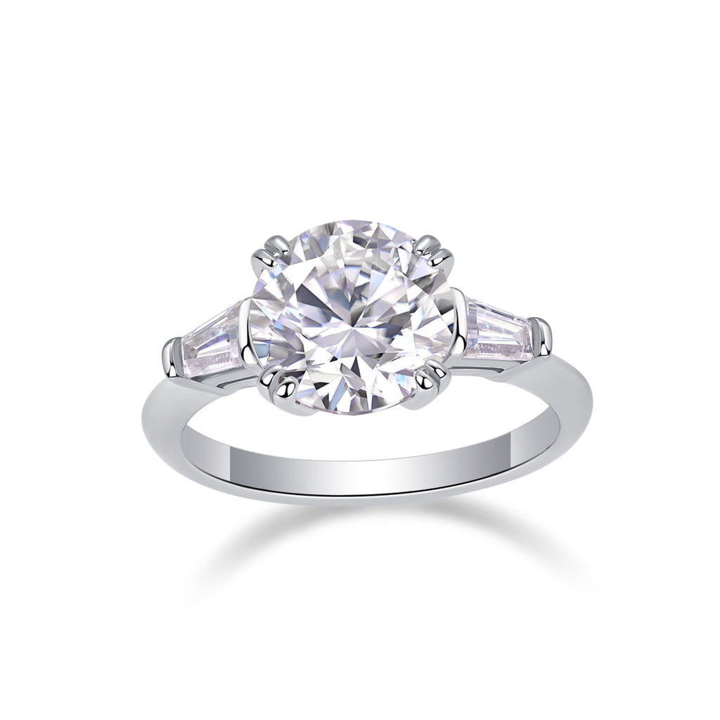 Everstep 3 Carat Moissanite Three-Stone Ring in Sterling Silver