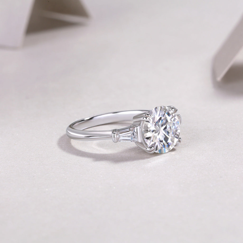 Everstep 3 Carat Moissanite Three-Stone Ring in Sterling Silver