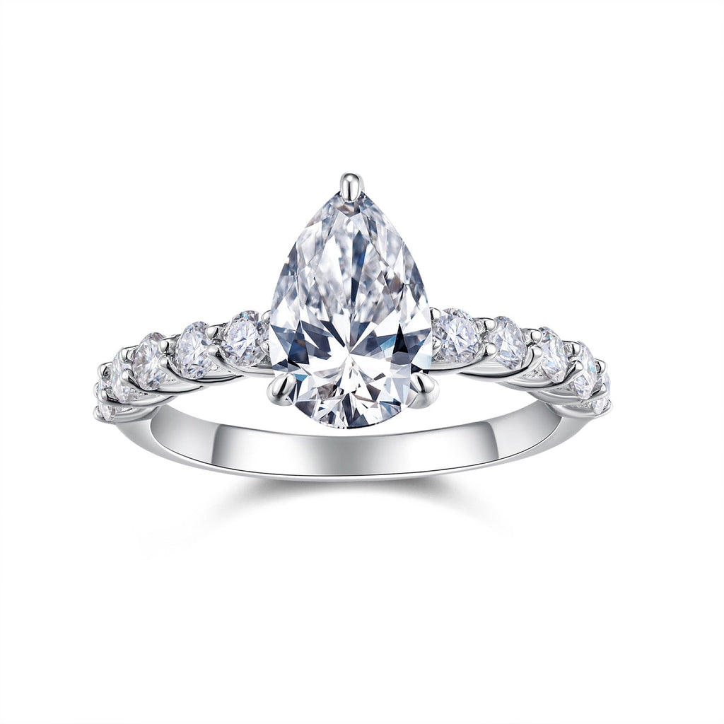 Moondrop Pear-Cut Moissanite Solitaire Ring in Sterling Silver