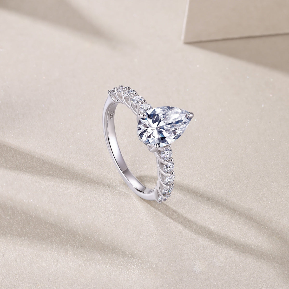 Moondrop Pear-Cut Moissanite Solitaire Ring in Sterling Silver