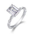 Chaselight Emerald-Cut Moissanite Solitaire Ring in Sterling Silver