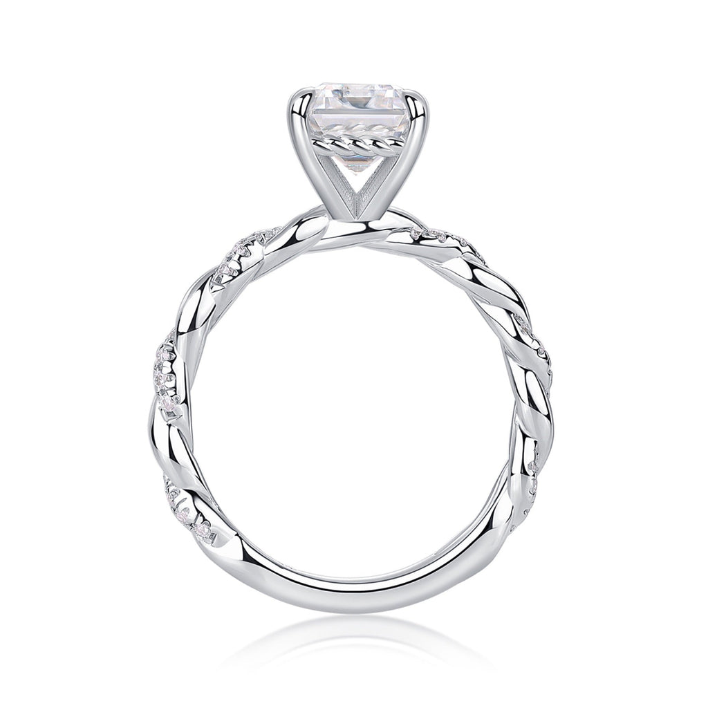 Chaselight Emerald-Cut Moissanite Solitaire Ring in Sterling Silver