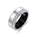 Obsidian Moissanite Enamel Band Ring in Sterling Silver