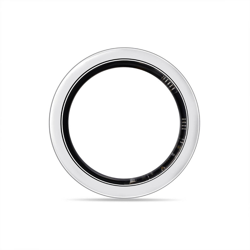 Obsidian Moissanite Enamel Band Ring in Sterling Silver