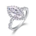 Adore Marquise-Cut Moissanite Halo Ring in Sterling Silver