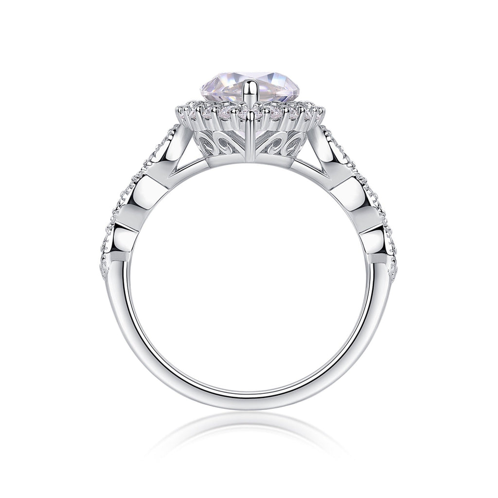 Adore Marquise-Cut Moissanite Halo Ring in Sterling Silver