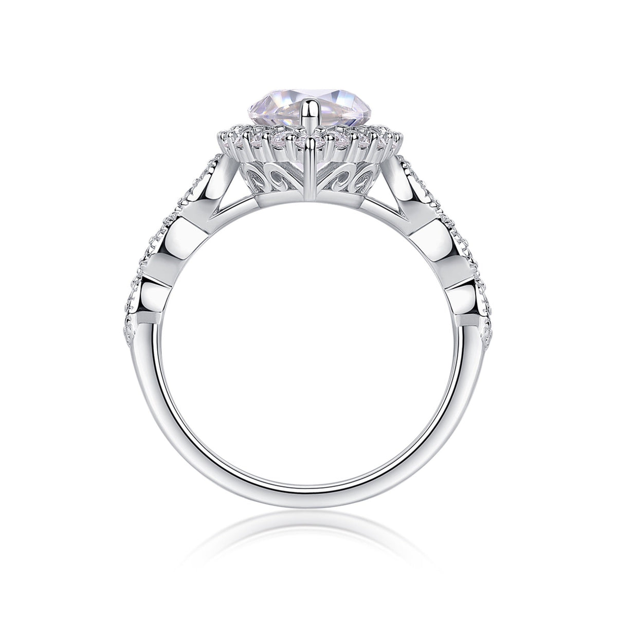 Adore Marquise-Cut Moissanite Halo Ring in Sterling Silver