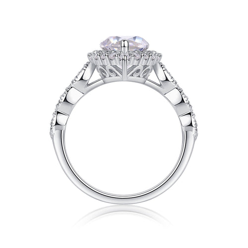 Adore Marquise-Cut Moissanite Halo Ring in Sterling Silver