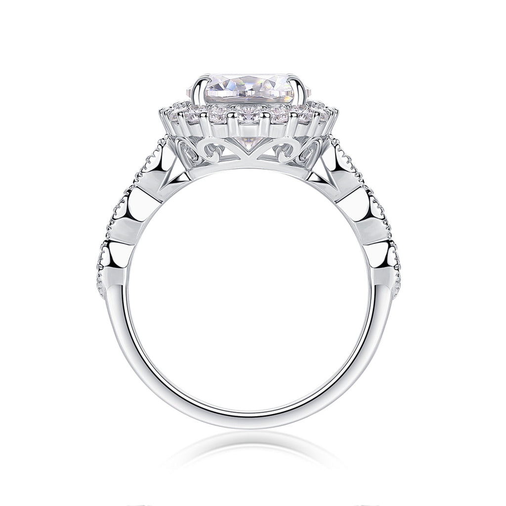 Glister 3 Carat Moissanite Halo Ring in Sterling Silver