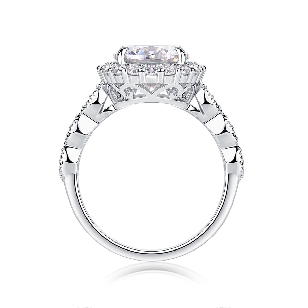 Glister 3 Carat Moissanite Halo Ring in Sterling Silver