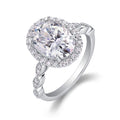 Fullmoon Oval-Cut Moissanite Halo Ring in Sterling Silver