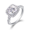 Cushion Cushion-Cut Moissanite Halo Ring in Sterling Silver