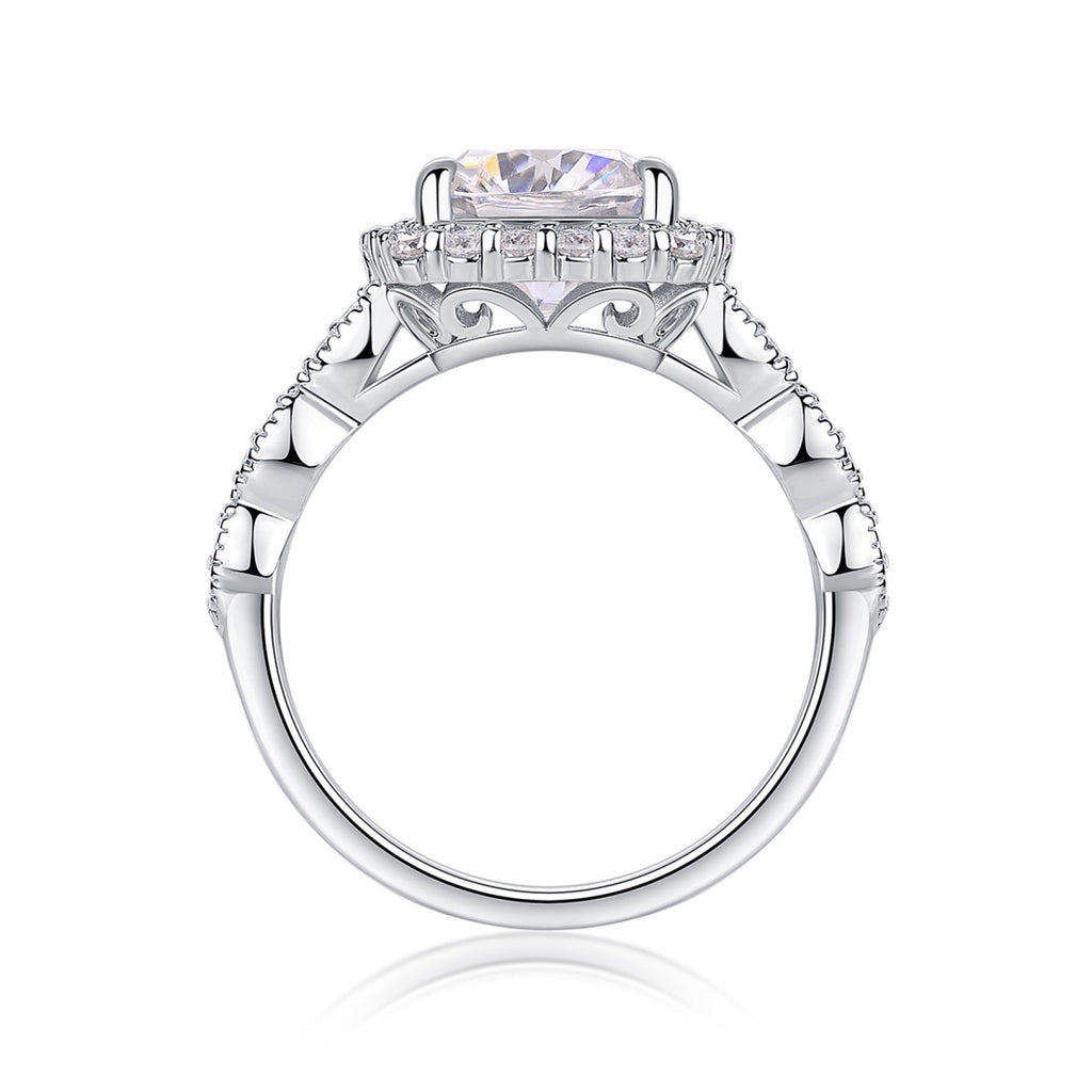 Cushion Cushion-Cut Moissanite Halo Ring in Sterling Silver