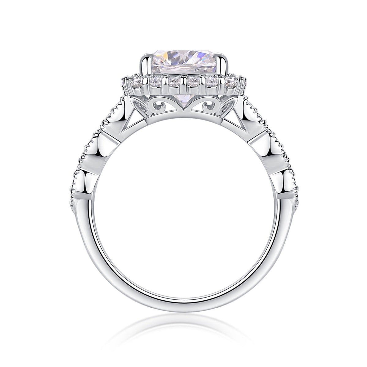 Cushion Cushion-Cut Moissanite Halo Ring in Sterling Silver