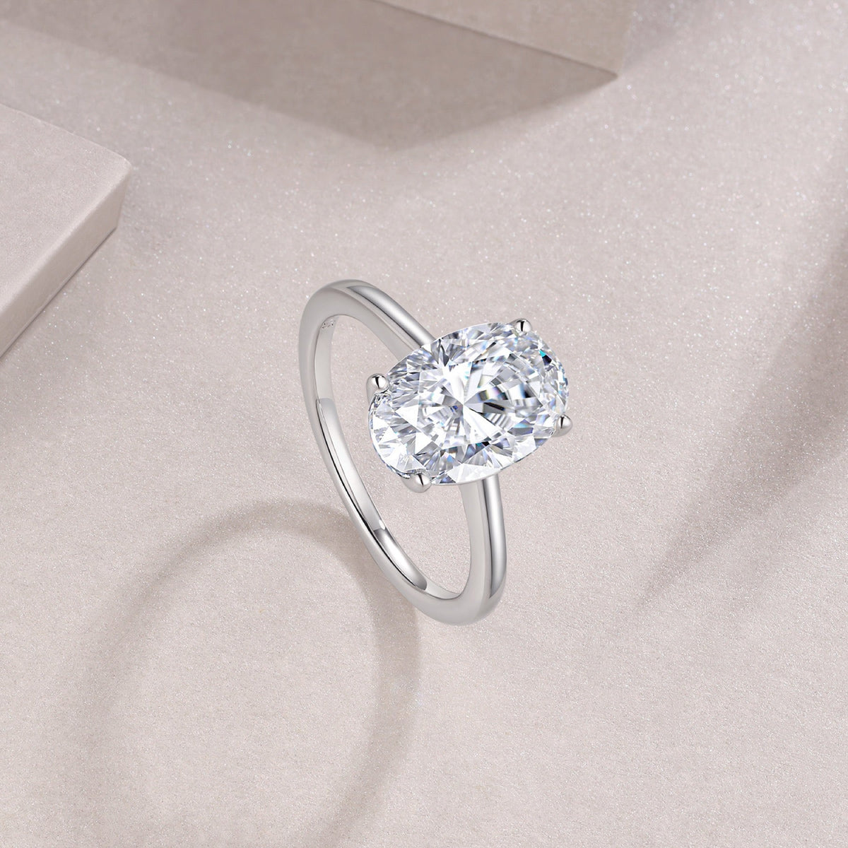 Ellisse Oval-Cut Moissanite Solitaire Ring in Sterling Silver