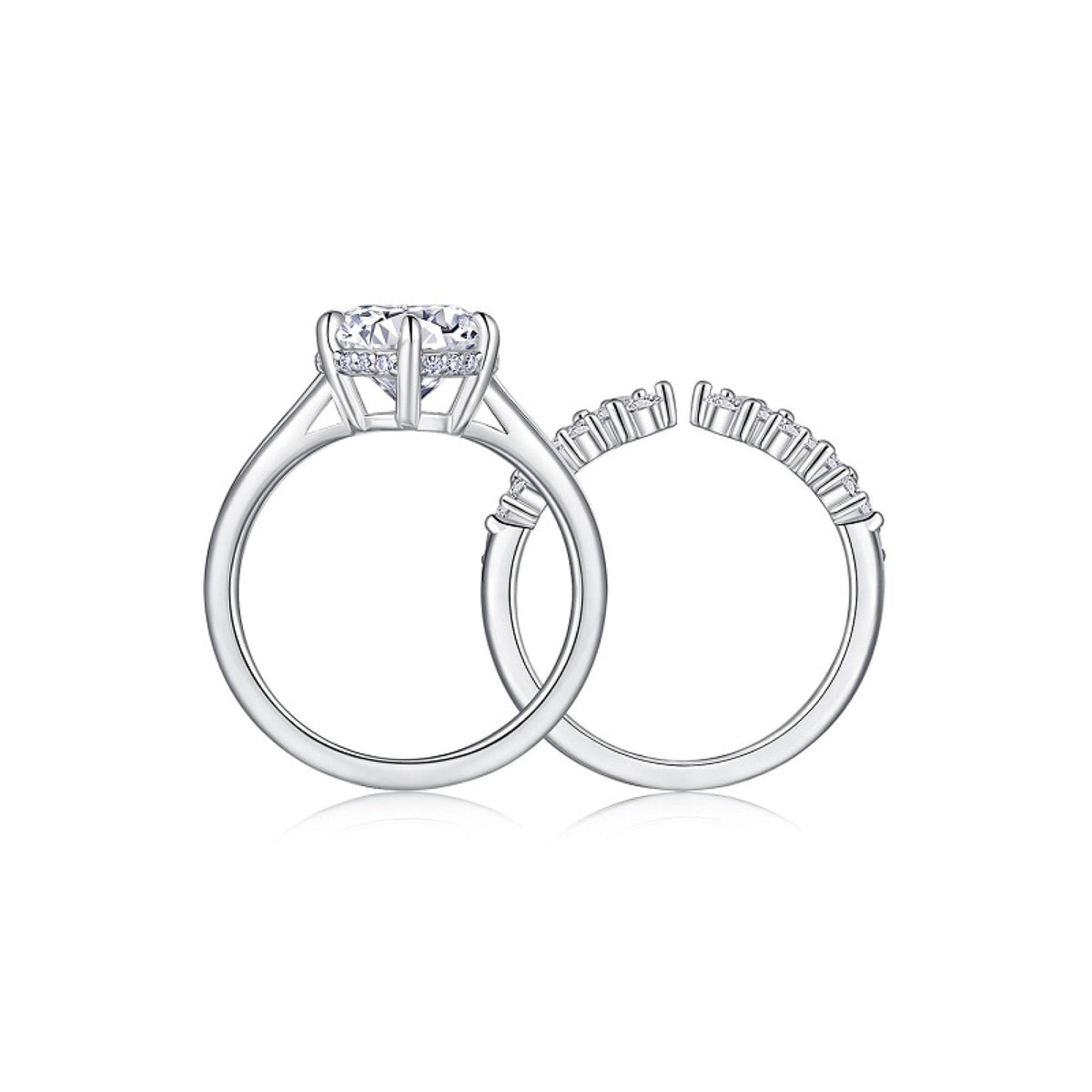 Bridal 3 Carat Moissanite Bridal Set Ring in Sterling Silver