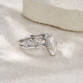 Naveta Marquise-Cut Moissanite Bridal Set Ring in Sterling Silver