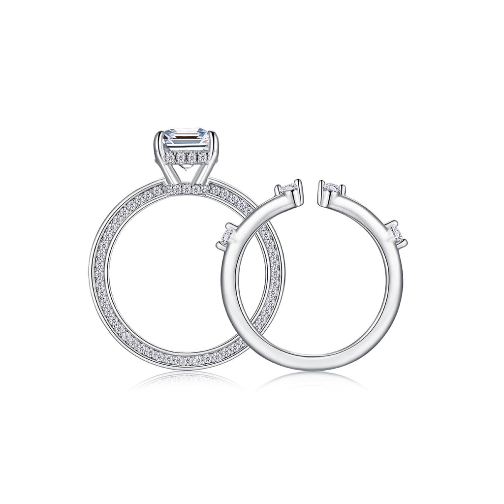 Icelove Emerald-Cut Moissanite Solitaire Ring in Sterling Silver