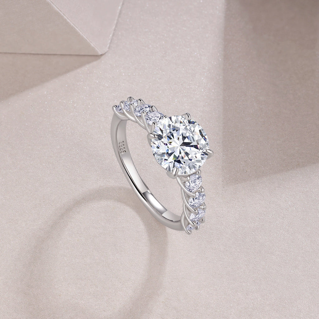 Classic 3 Carat Moissanite Solitaire Ring in Sterling Silver