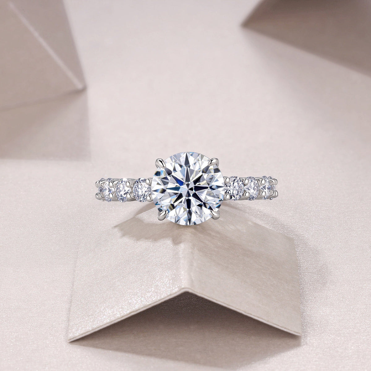 Classic 3 Carat Moissanite Solitaire Ring in Sterling Silver