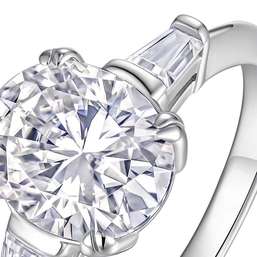 Ovaltri Oval-Cut Moissanite Three-Stone Ring in Sterling Silver