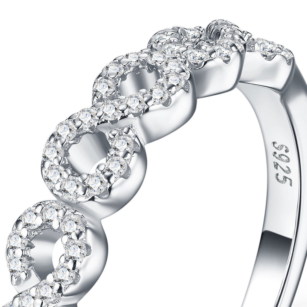 Ovalink Moissanite Eternity Band Ring in Sterling Silver