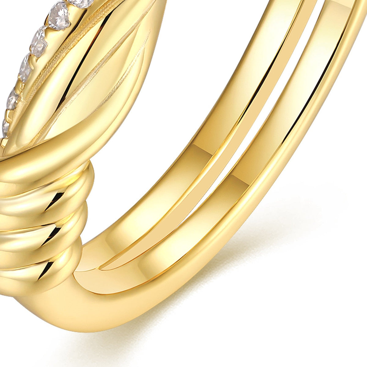 Intrecciato Moissanite Band Ring in Gold-Tone Sterling Silver