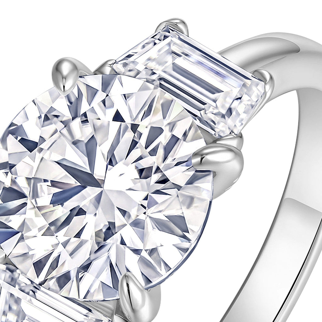 Regale 3 Carat Moissanite Three-Stone Ring in Sterling Silver