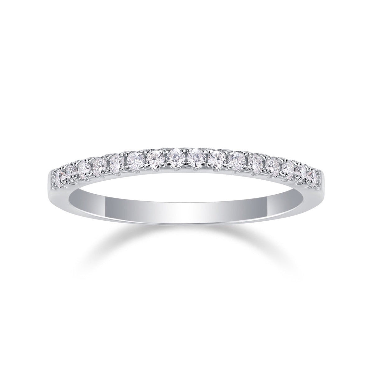 Slimline Moissanite Band Ring in Sterling Silver