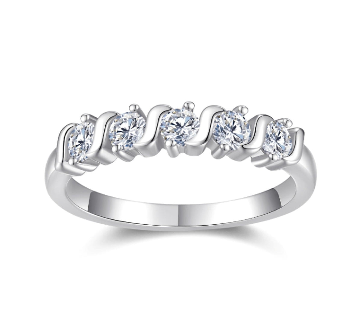 Sinuosa Moissanite Five-Stone Ring in Sterling Silver