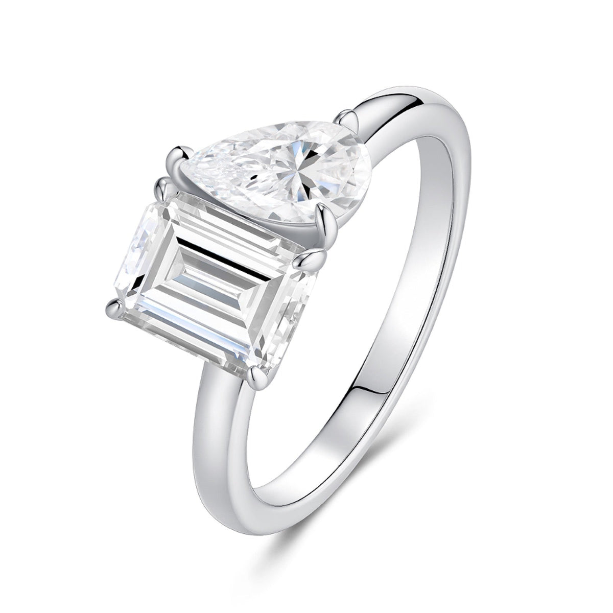Toi Pear-Cut Moissanite Two-Stone Ring in Sterling Silver