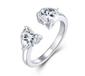 Duecuori Heart-Cut Moissanite Two-Stone Ring in Sterling Silver