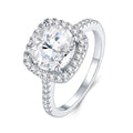 Quadrata 2 Carat Moissanite Halo Ring in Sterling Silver