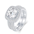 Ovaloha Cushion-Cut Moissanite Halo Ring in Sterling Silver