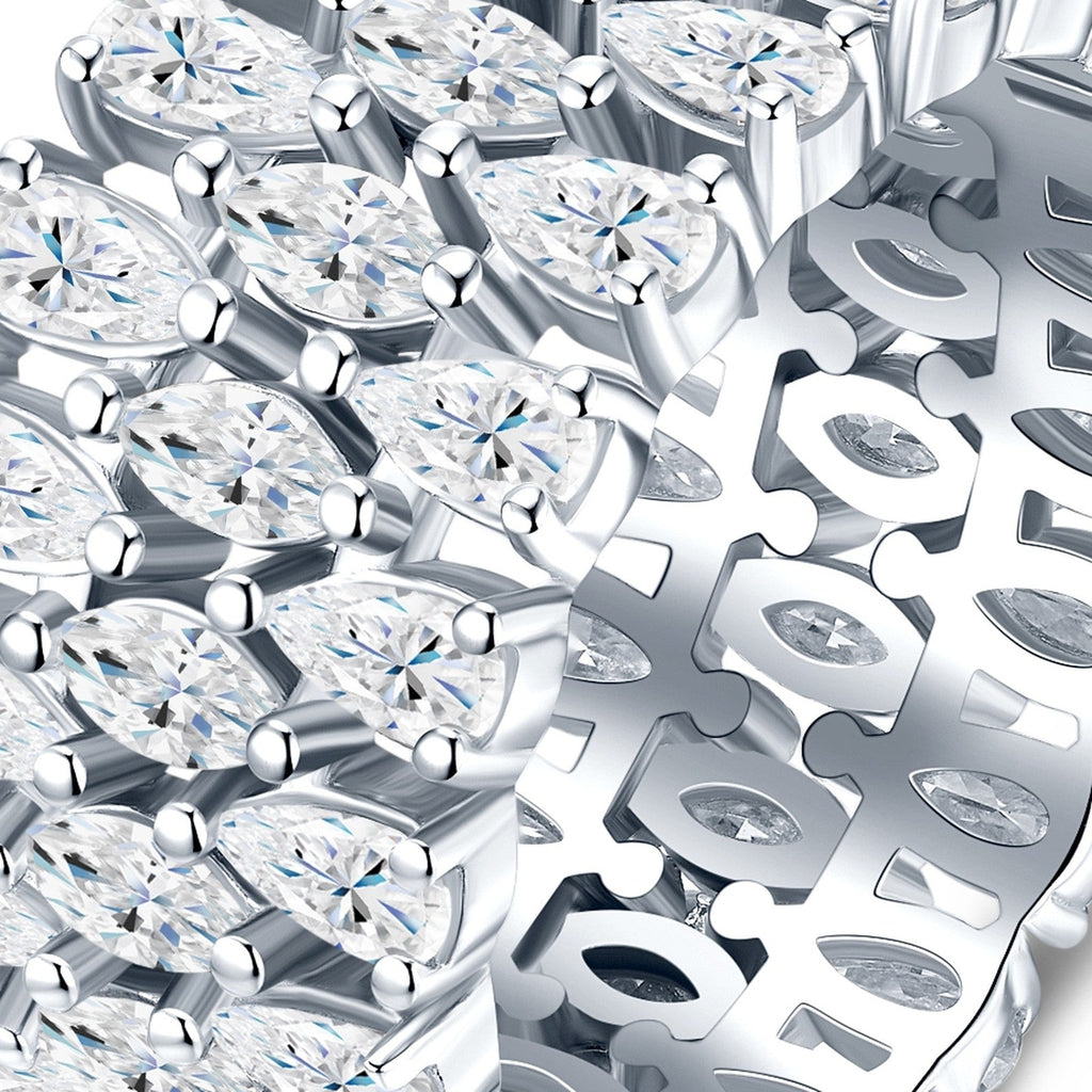 Baroque Moissanite Band Ring in Sterling Silver