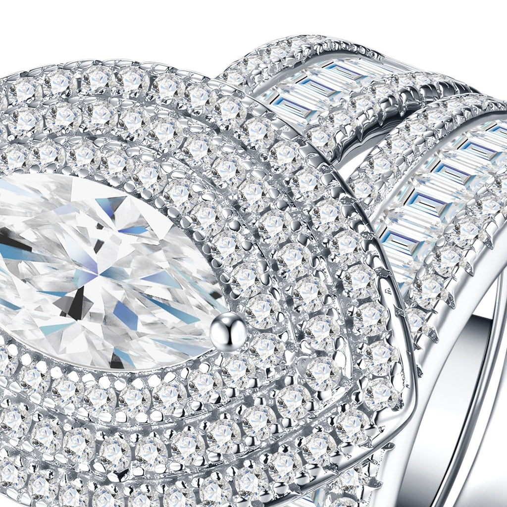 Marquiseroyal Marquise-Cut Moissanite Halo Ring in Sterling Silver