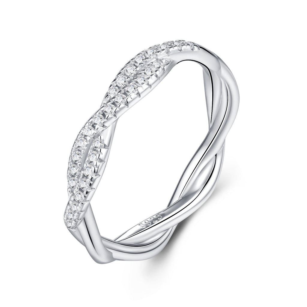 Torchon Moissanite Band Ring in Sterling Silver