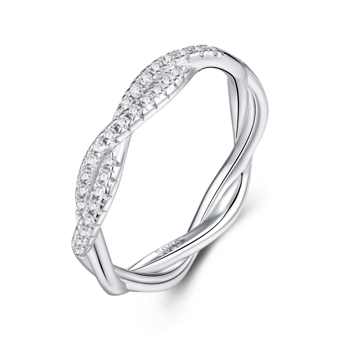 Torchon Moissanite Band Ring in Sterling Silver